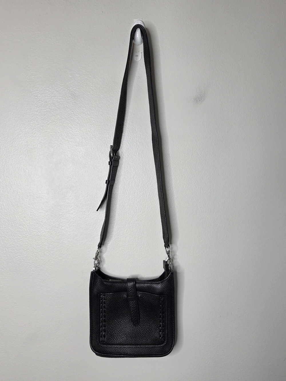 Rebecca Minkoff Pebbled Black Soft Leather Crossbody Sqaure Feed Bag